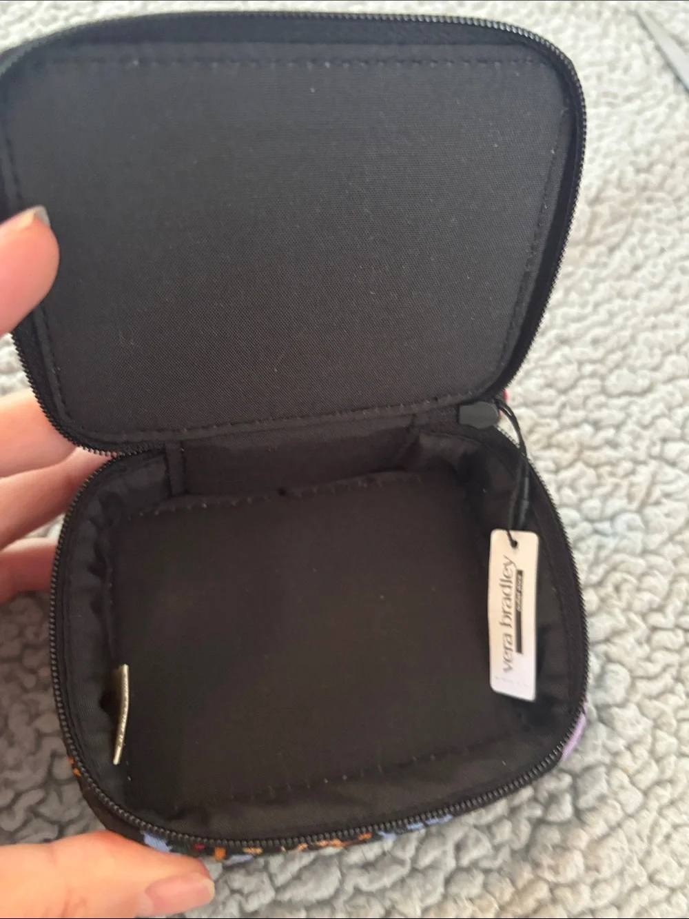 NWT Vera. Bradley Black Quilted Paisley Pill Case with Multicolor Floral Accents